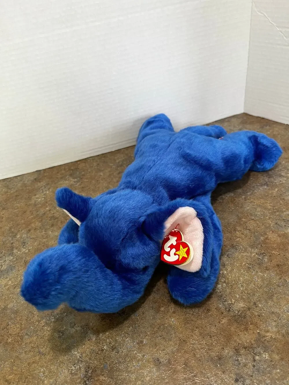 ty Beanie Buddies Collection RETIRED 1998 16 inch blue elephant Peanut creased
